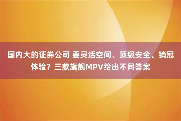 国内大的证券公司 要灵活空间、顶级安全、销冠体验？三款旗舰MPV给出不同答案