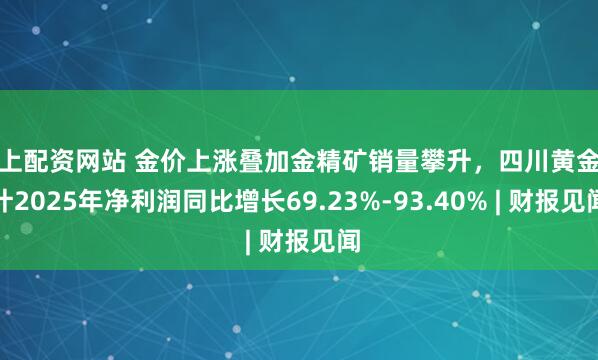 网上配资网站 金价上涨叠加金精矿销量攀升，四川黄金预计2025年净利润同比增长69.23%-93.40% | 财报见闻